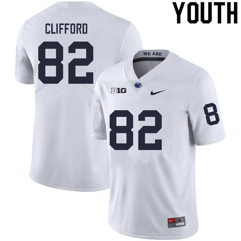 Youth #82 Liam Clifford Penn State Nittany Lions College Football Jerseys Sale-White - Click Image to Close